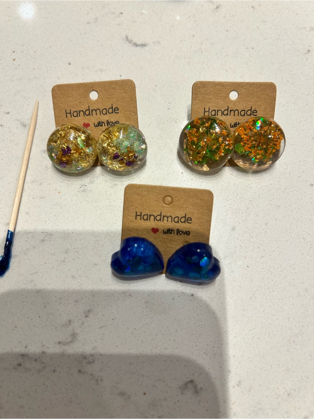 Handmade Resin Stud Earrings – Lightweight & Hypoallergenic